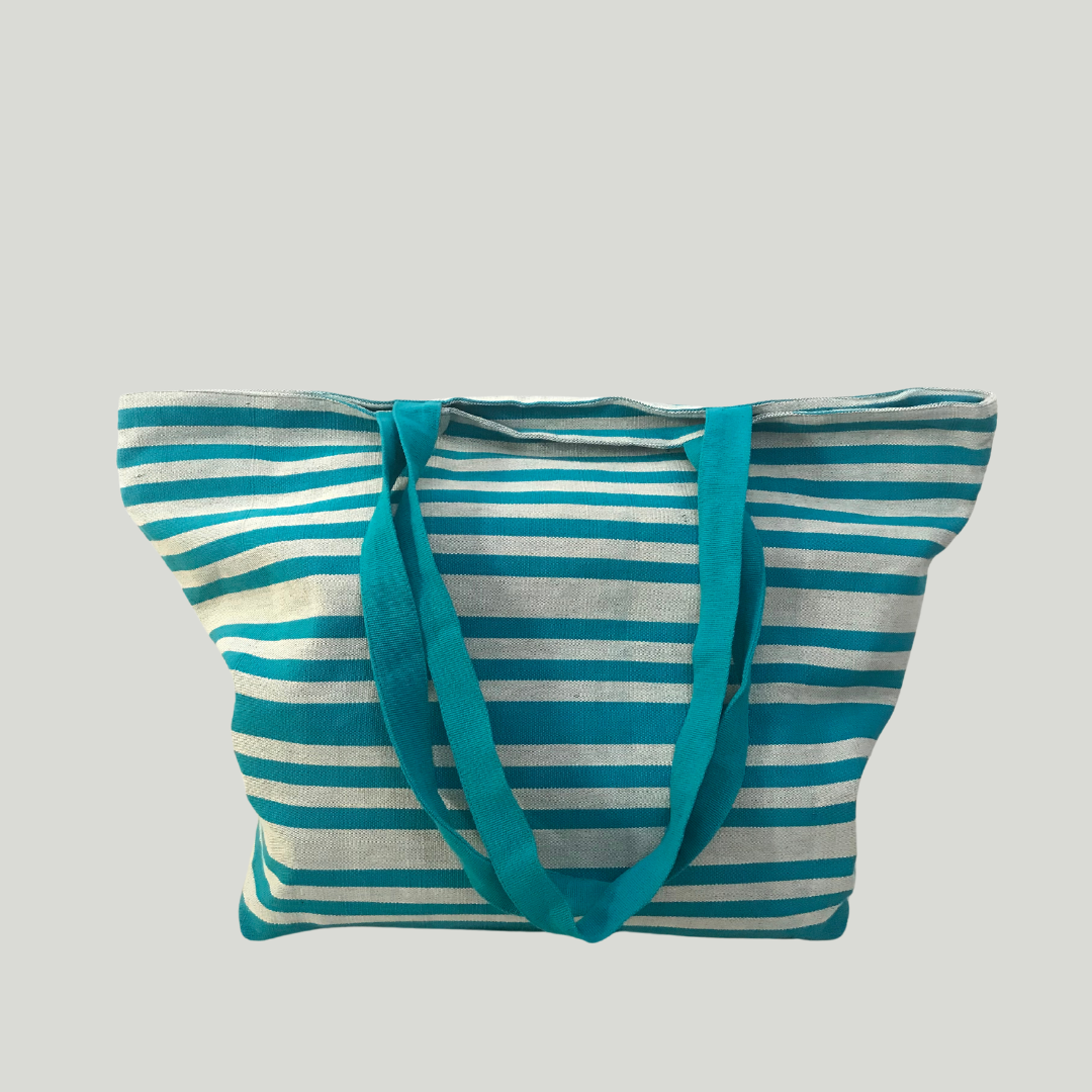 Beach bag -  Ash & blue stripes