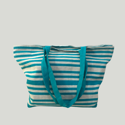 Beach bag -  Ash & blue stripes