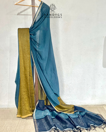 Saree Bamboo -Blue and Gold