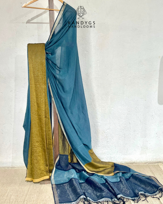 Saree Bamboo -Blue and Gold