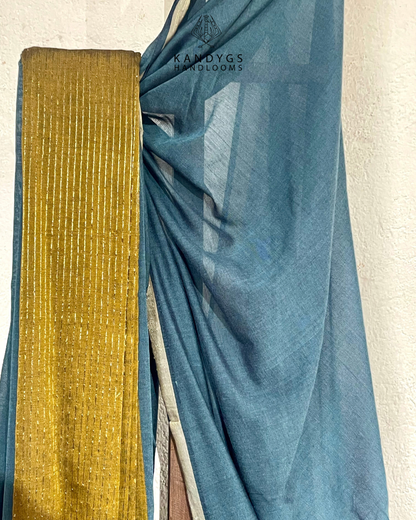 Saree Bamboo -Blue and Gold