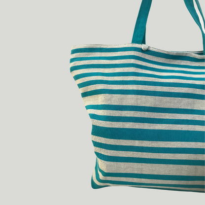Beach bag -  Ash & blue stripes