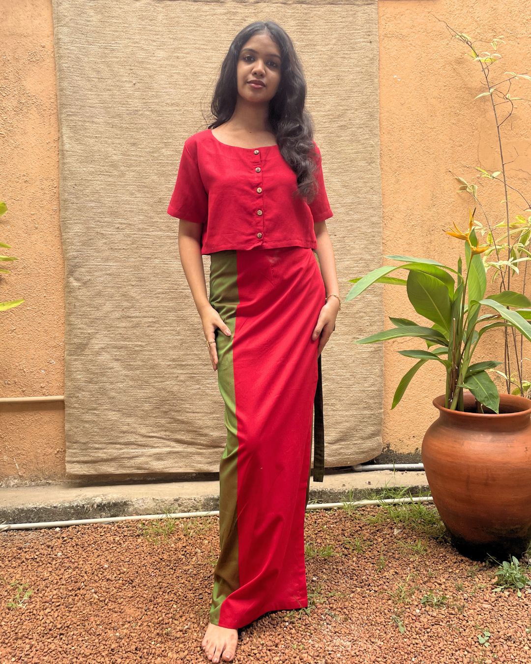 Lungi - Red with Green