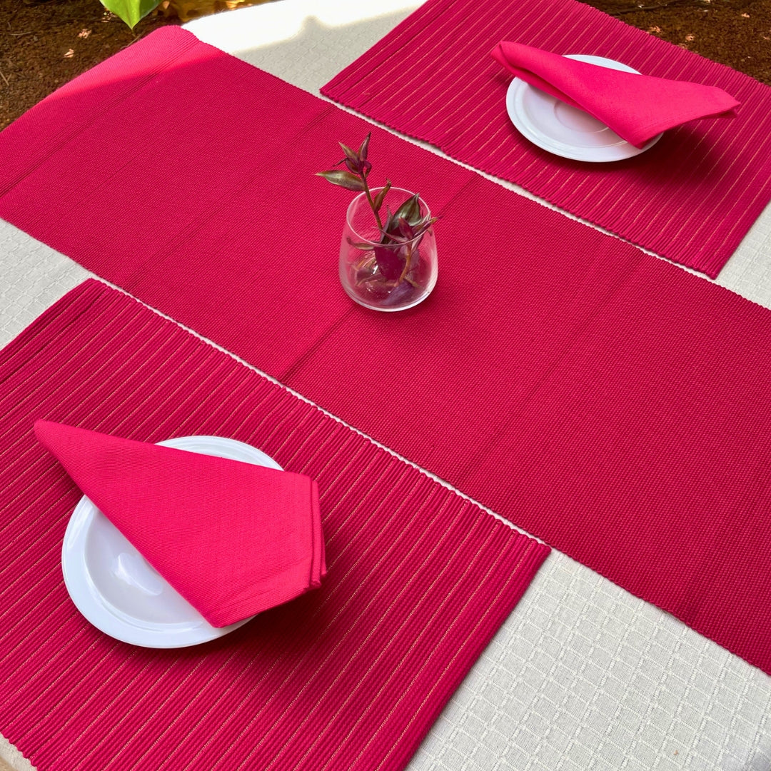 Table Mats - Red with Gold Stripes