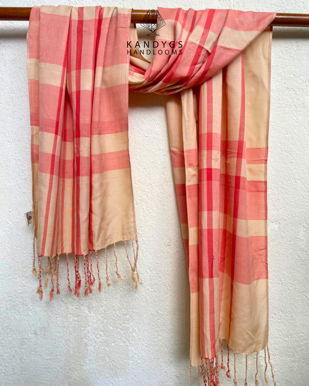 Shawl -beige and coral pink