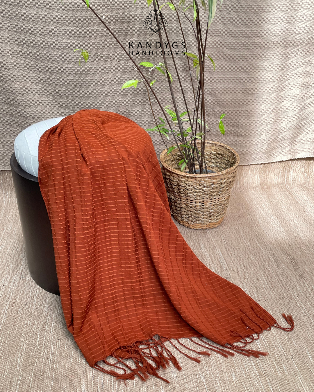 Burnt Sienna Ribbed Throw