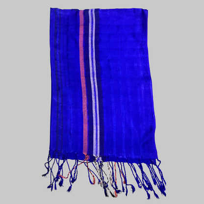 Shawl - Blue with pink & white Stripes