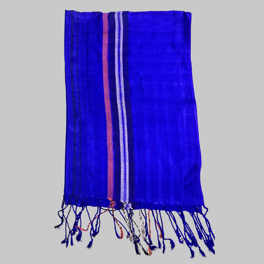 Shawl - Blue with pink & white Stripes