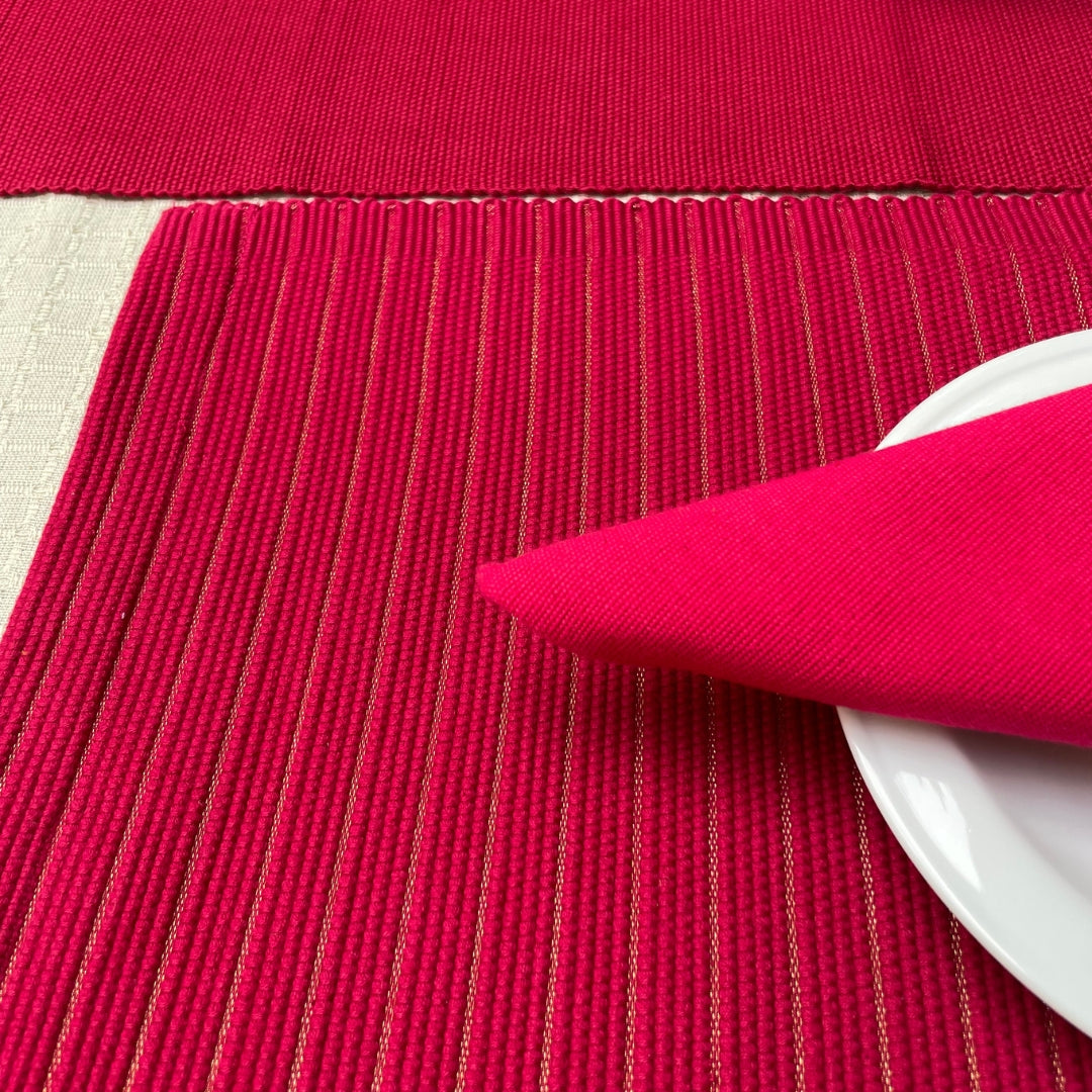 Table Mats - Red with Gold Stripes