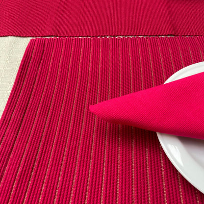 Table Mats - Red with Gold Stripes