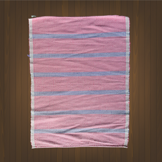 Floor rug - Baby Pink with sky blue stripes