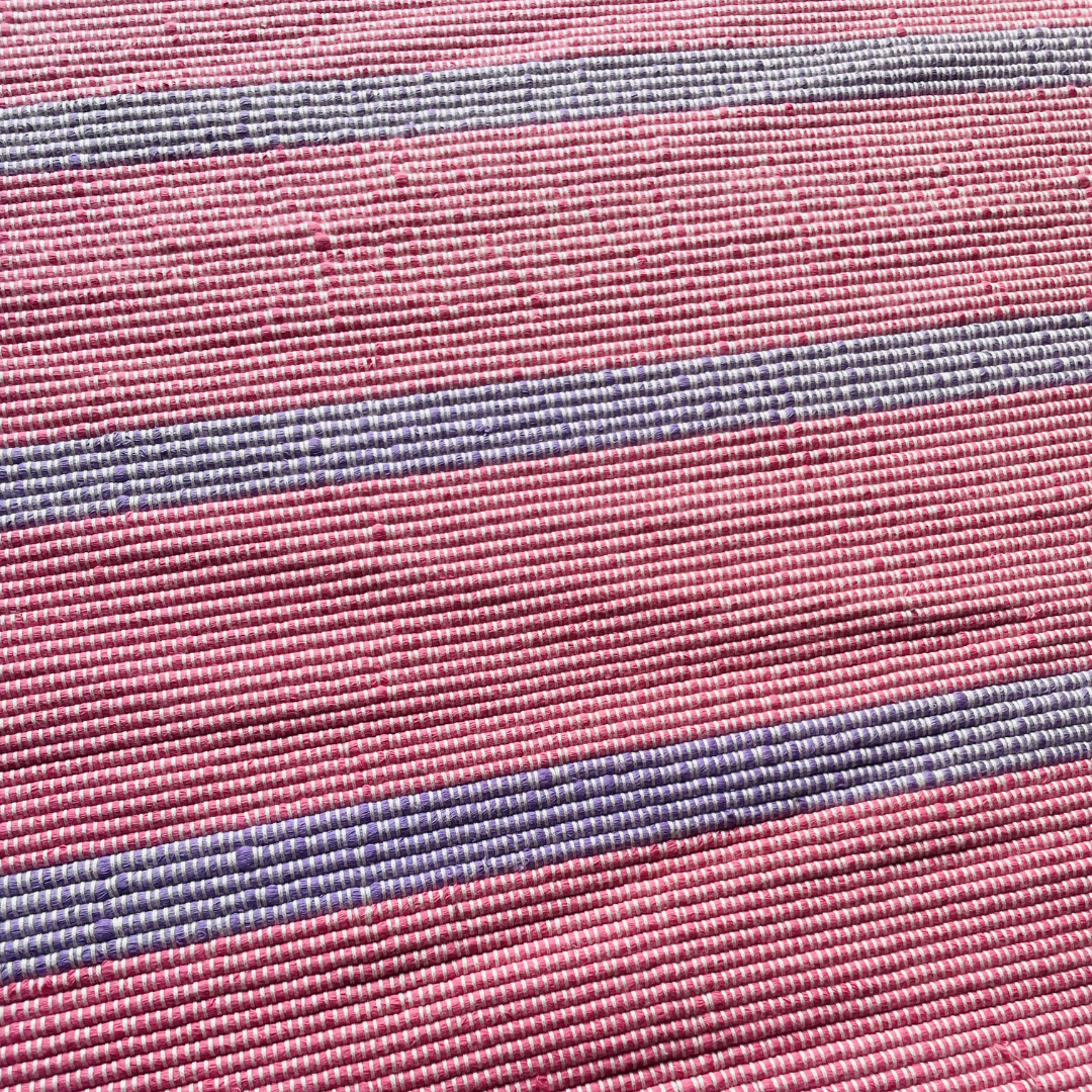 Floor rug - Baby Pink with sky blue stripes