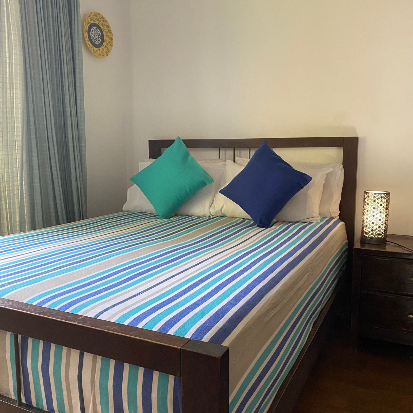 Cotton Bed Sheet 90 X 100 - Blue Stripes