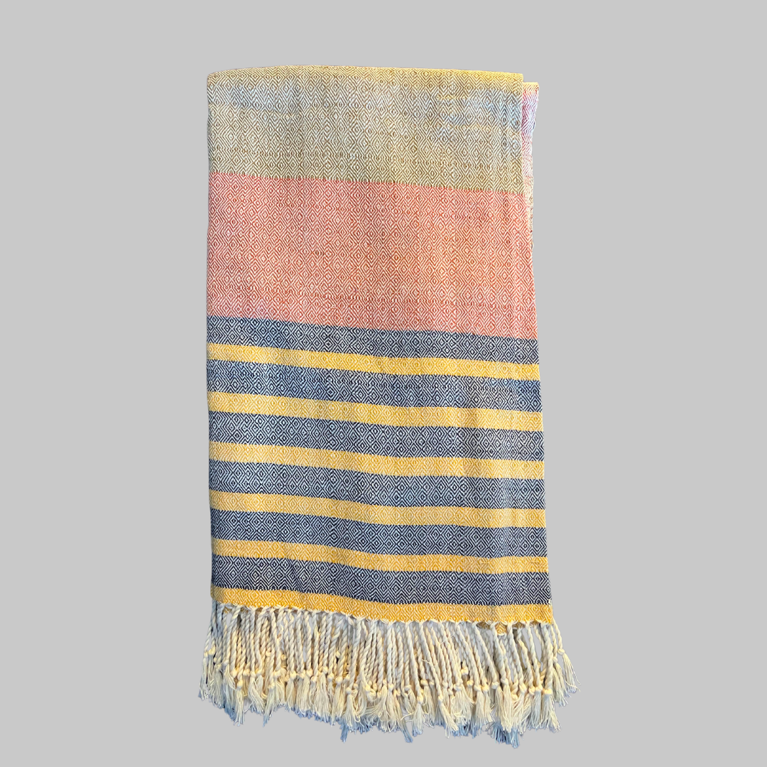 Bamboo & Cotton Throw - Rust stripes II