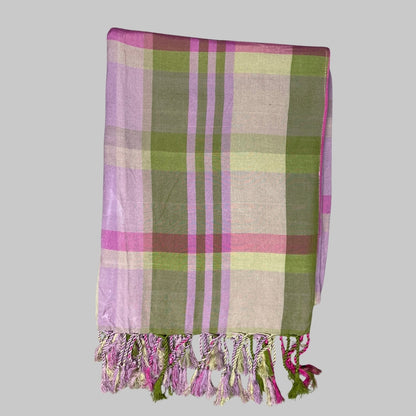 Throw-  Pink with Green & yellow Stripes