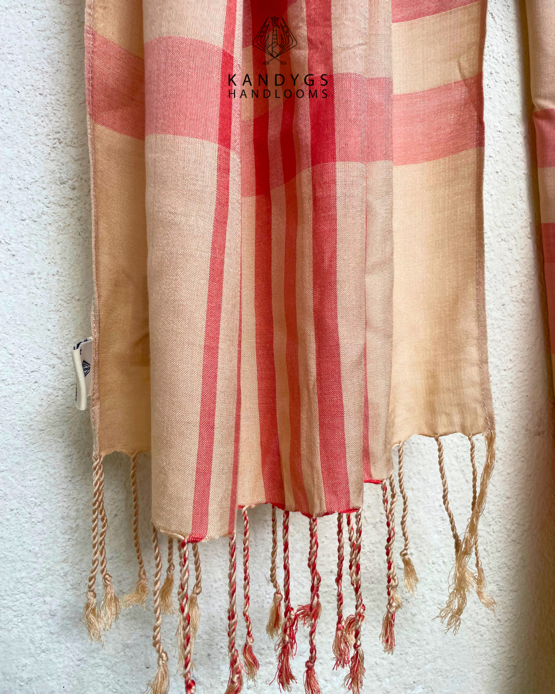 Shawl -beige and coral pink