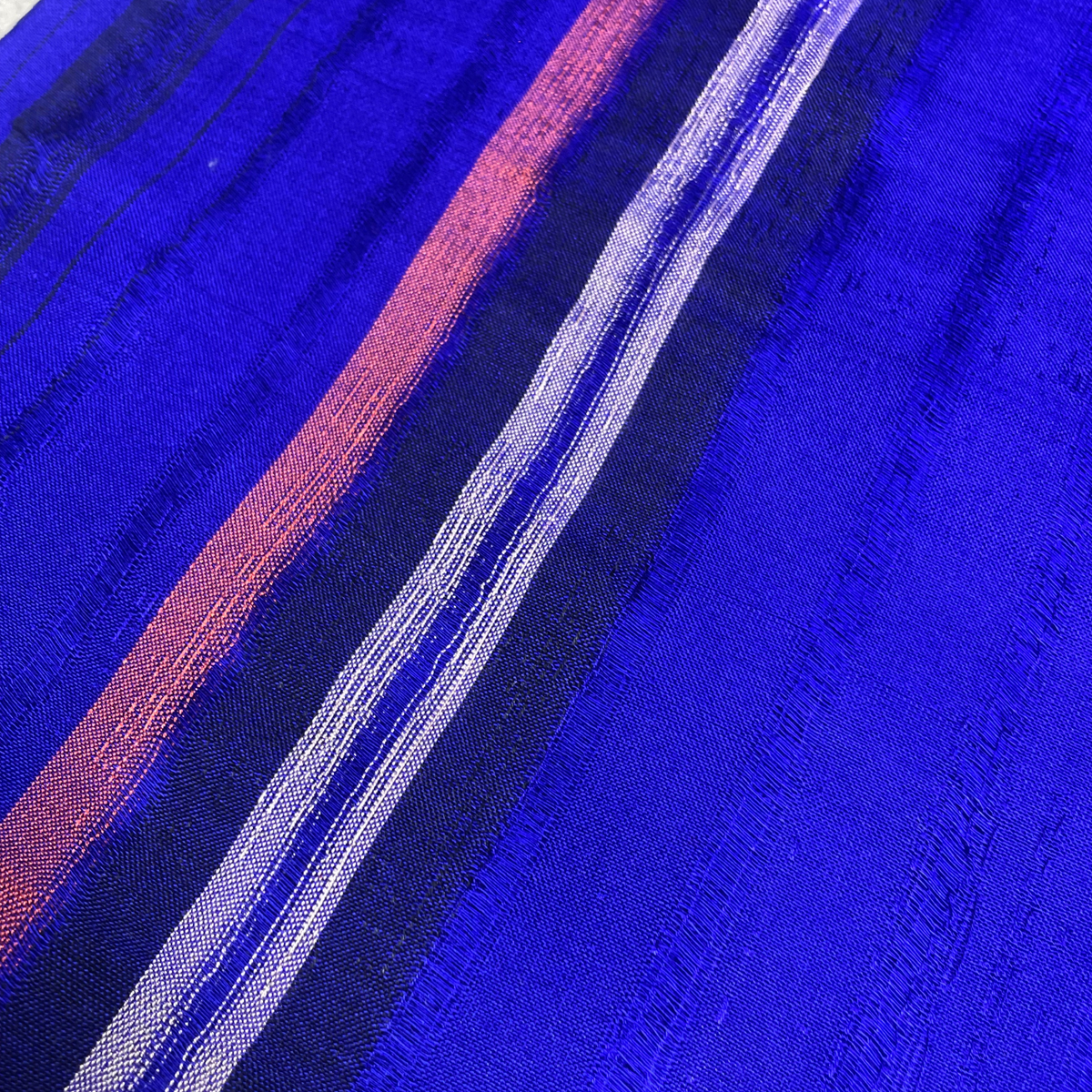 Shawl - Blue with pink & white Stripes