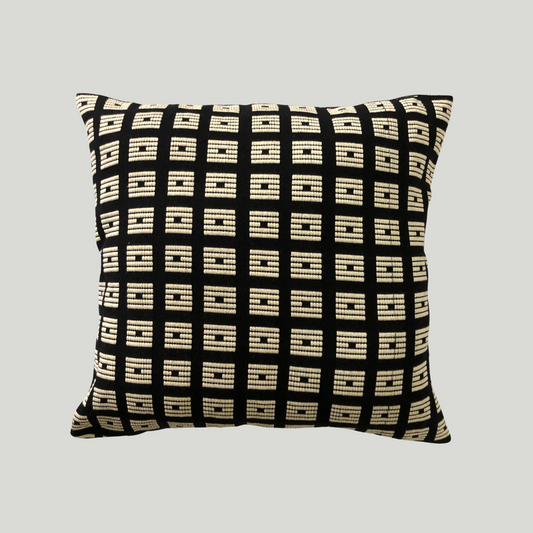Dumbara Cushion Cover - Black & White Squares (16 x 16)