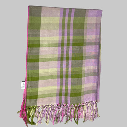 Throw-  Pink with Green & yellow Stripes ii