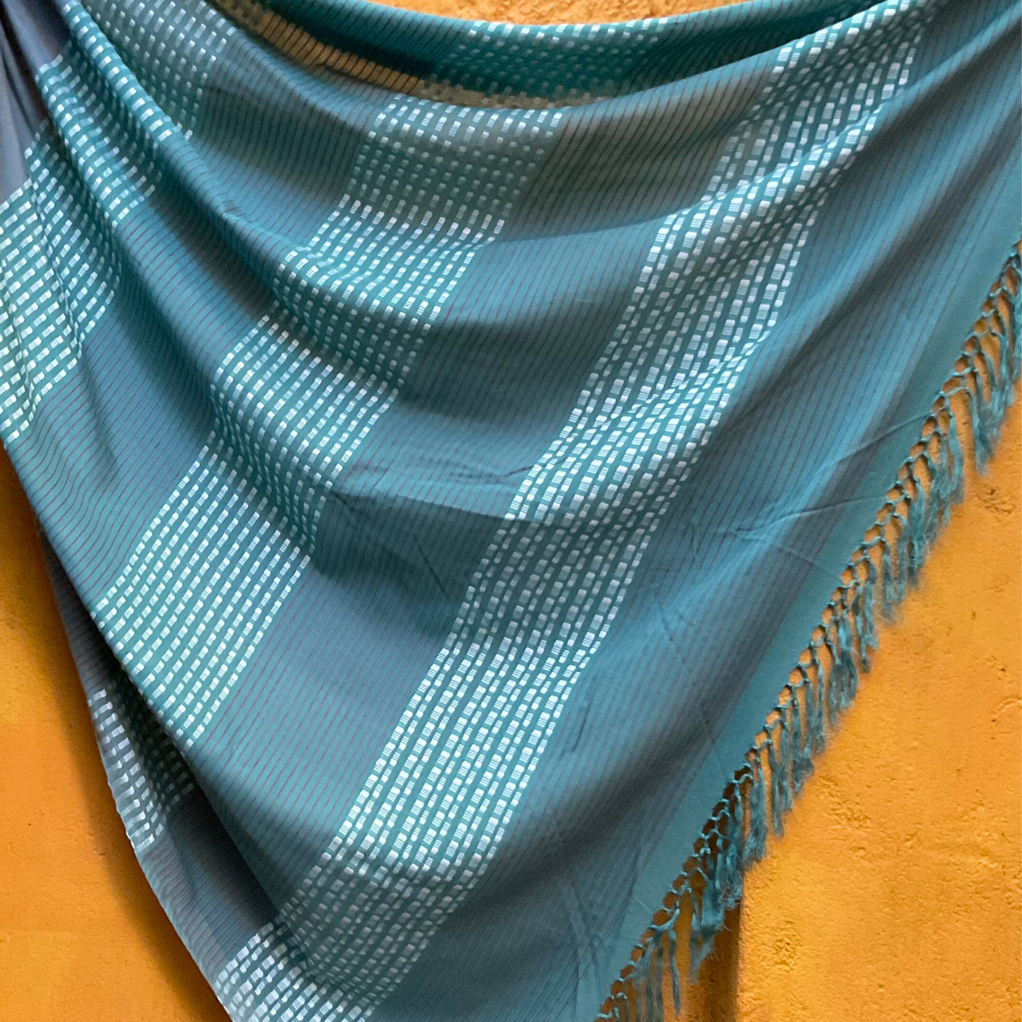 Saree - Light Turquoise with White Stripes