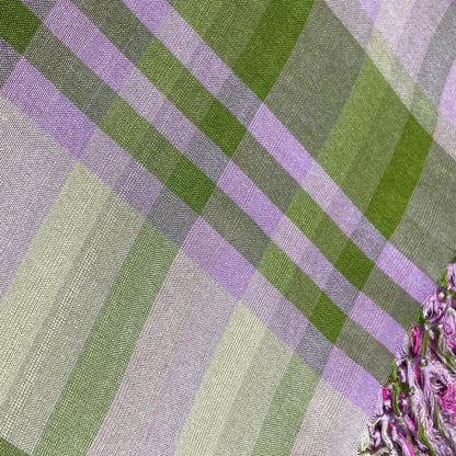 Throw-  Pink with Green & yellow Stripes ii