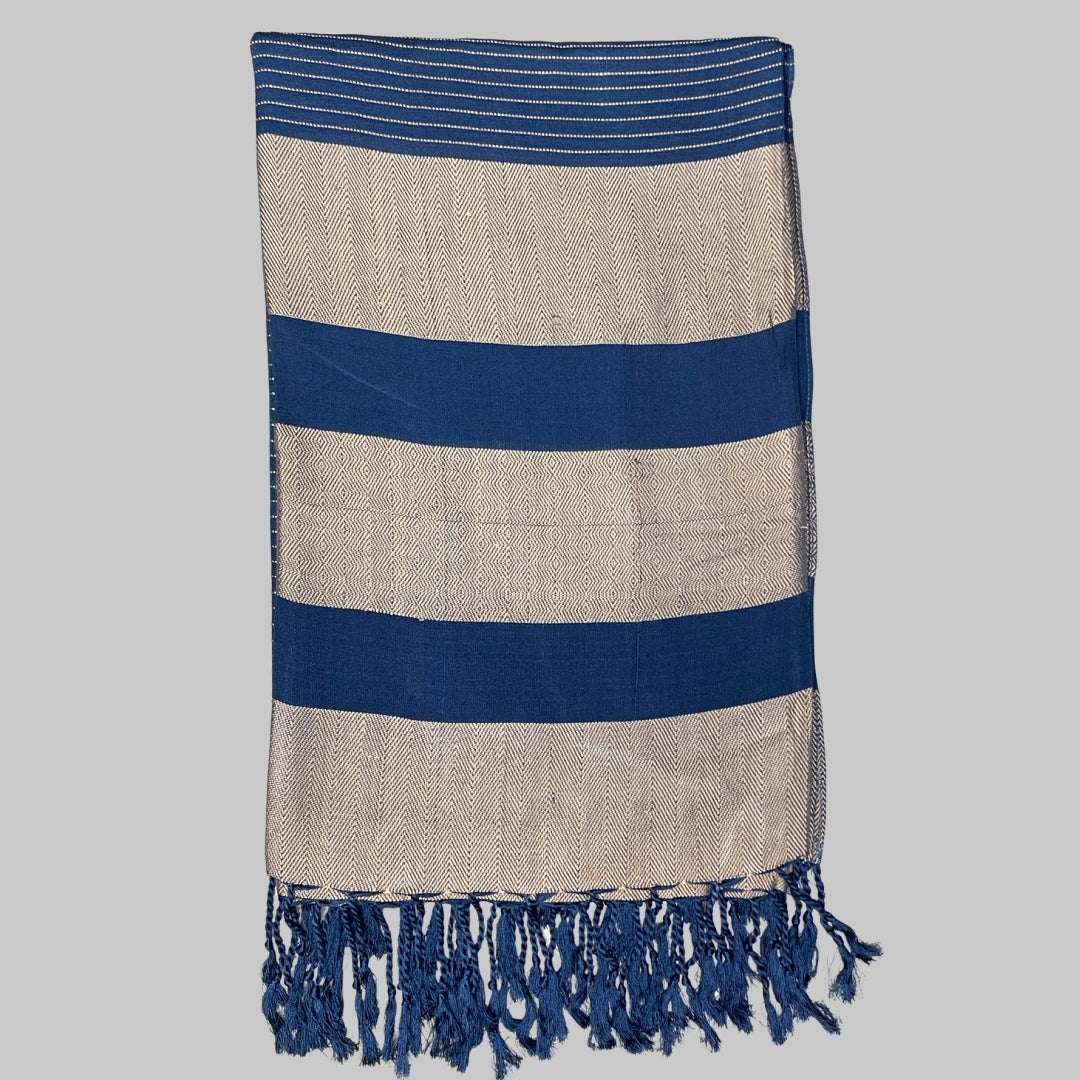BAMBOO & Cotton Throw- Blue & Beige
