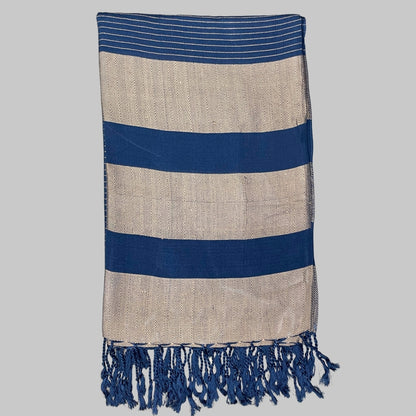 BAMBOO & Cotton Throw- Blue & Beige