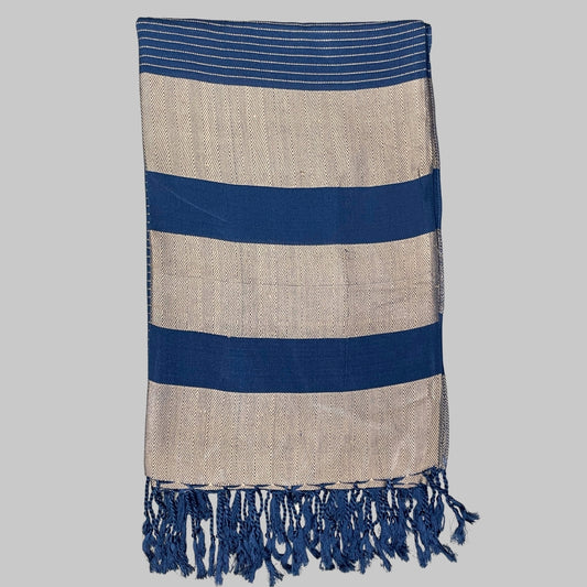 BAMBOO & Cotton Throw- Blue & Beige