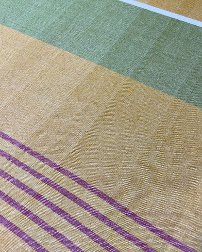 JSC Fabric- Mustard with Green & Red stripes