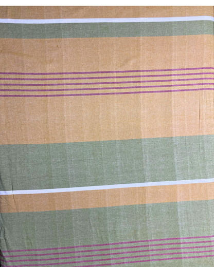 JSC Fabric- Mustard with Green & Red stripes