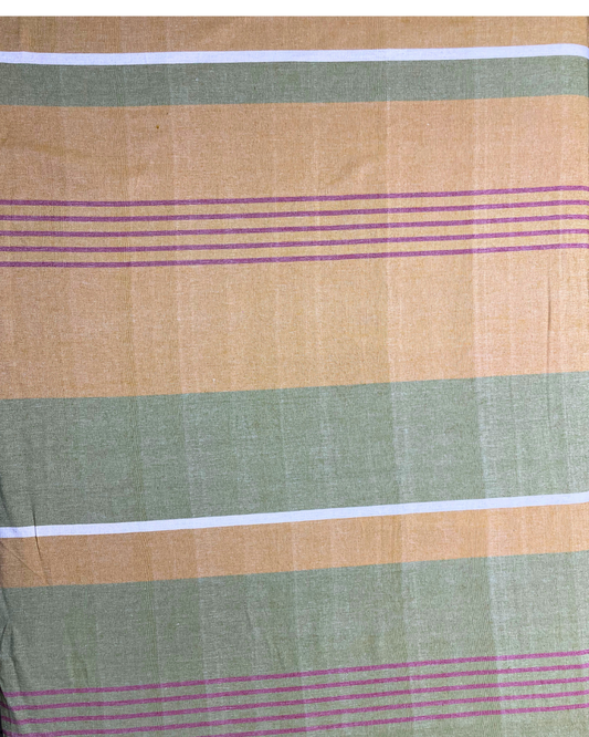JSC Fabric- Mustard with Green & Red stripes