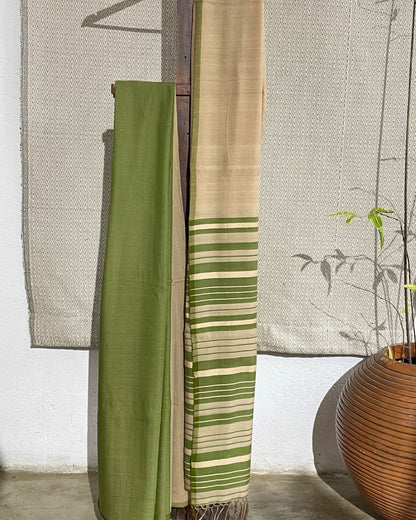 Saree-Green & Beige