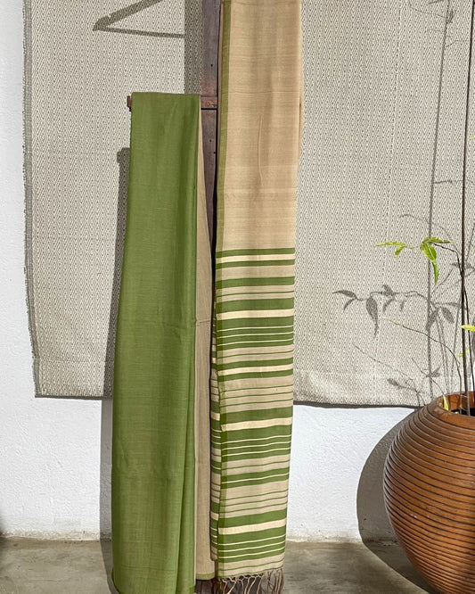 Saree-Green & Beige
