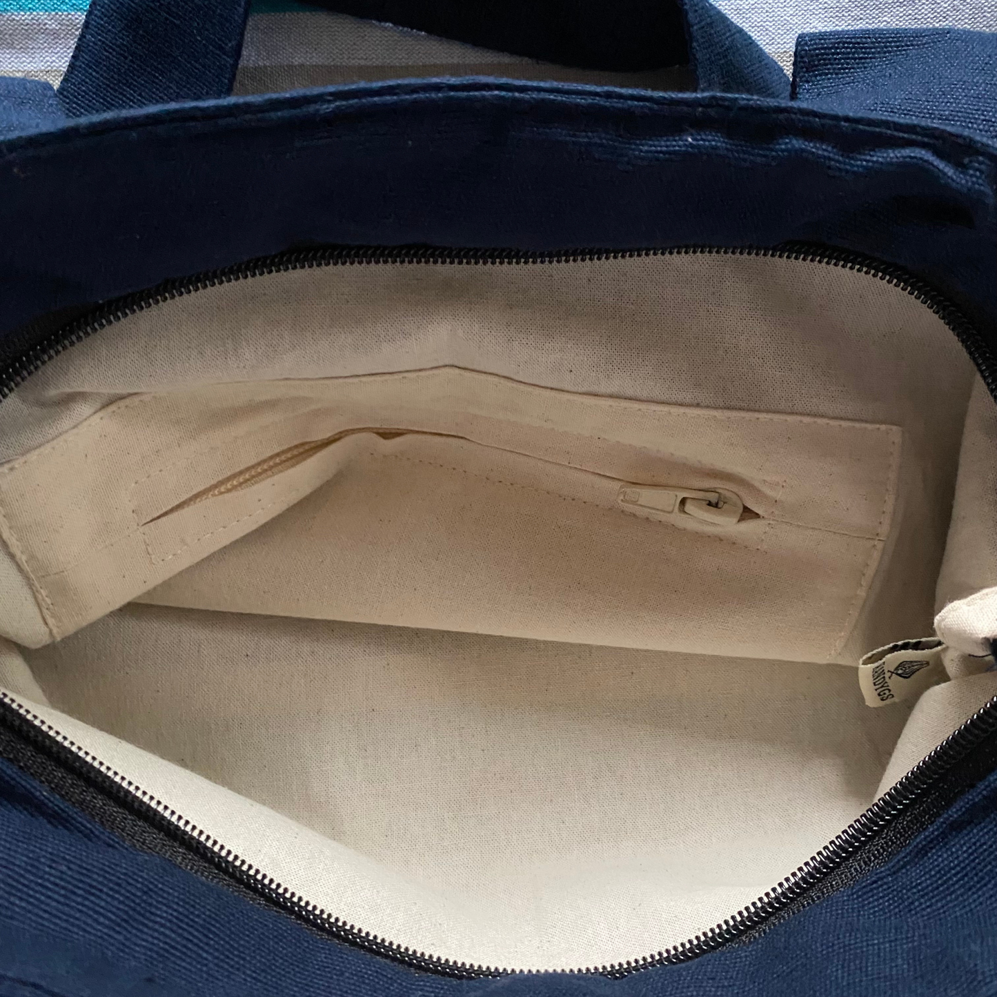 Designer Tote Bag - Blue Stripes