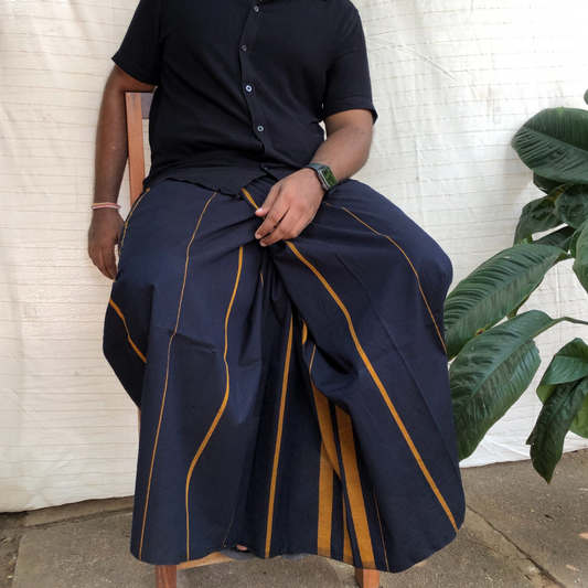 Sarong - Black with Mustard stripes