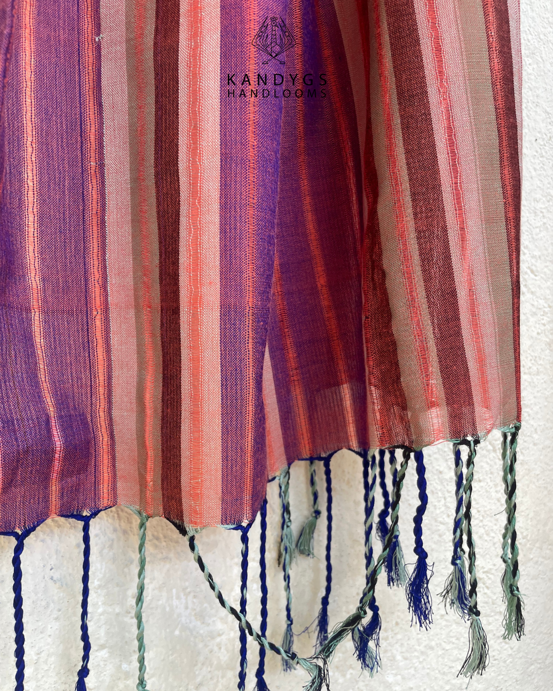Shawl - Indigo & Peach stripes iii