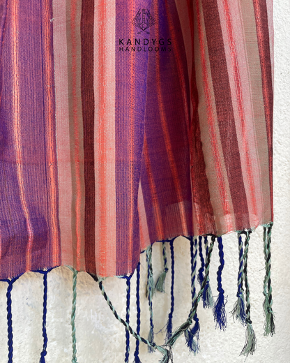 Shawl - Indigo & Peach stripes iii
