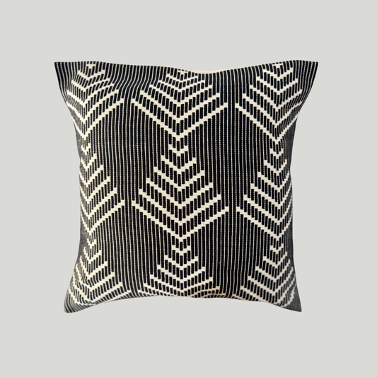 Dumbara Cushion Cover - Black & White feathers (16" X 16")