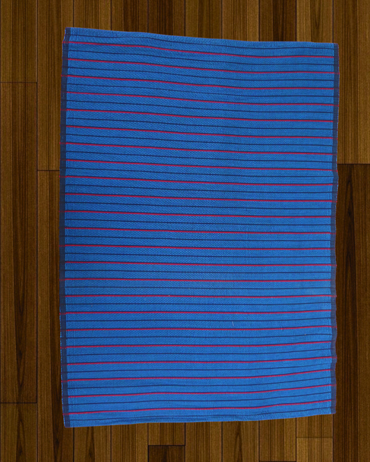 Rug - Blue & Red ,Black Stripes
