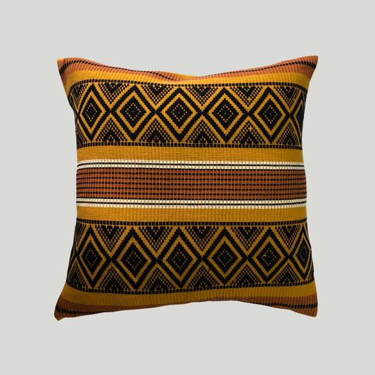 Dumbara Cushion Cover - Black & Mustard Diamonds (18 x 18)