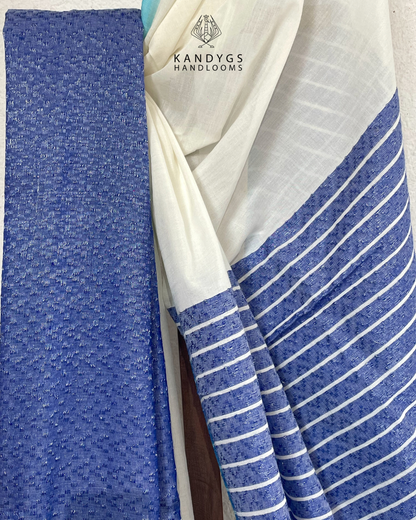 Saree Bamboo -Blue and white horizontal stripes