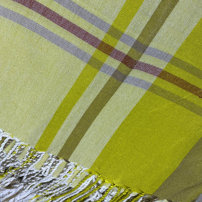 Throw- Yellow With Marron & White Stripes
