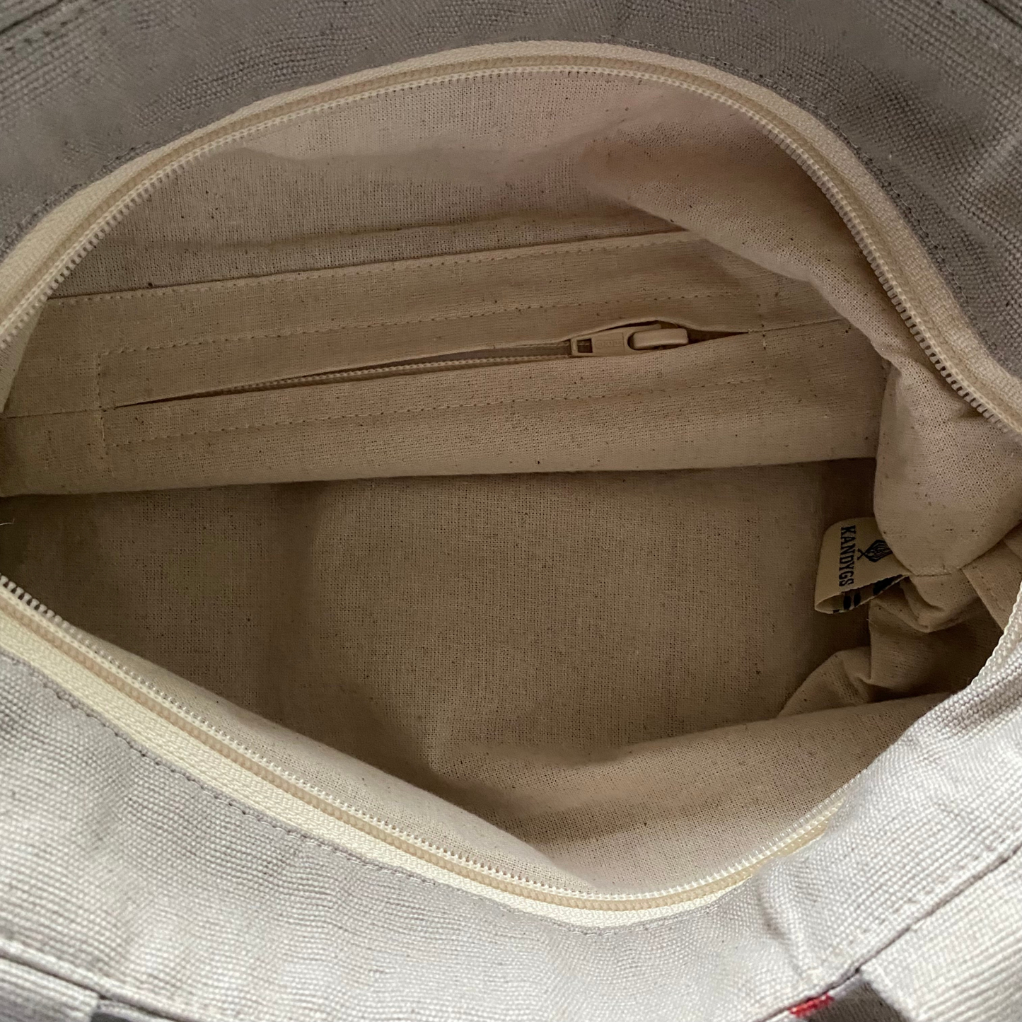 Designer Tote Bag - Off White & Rust Stripes