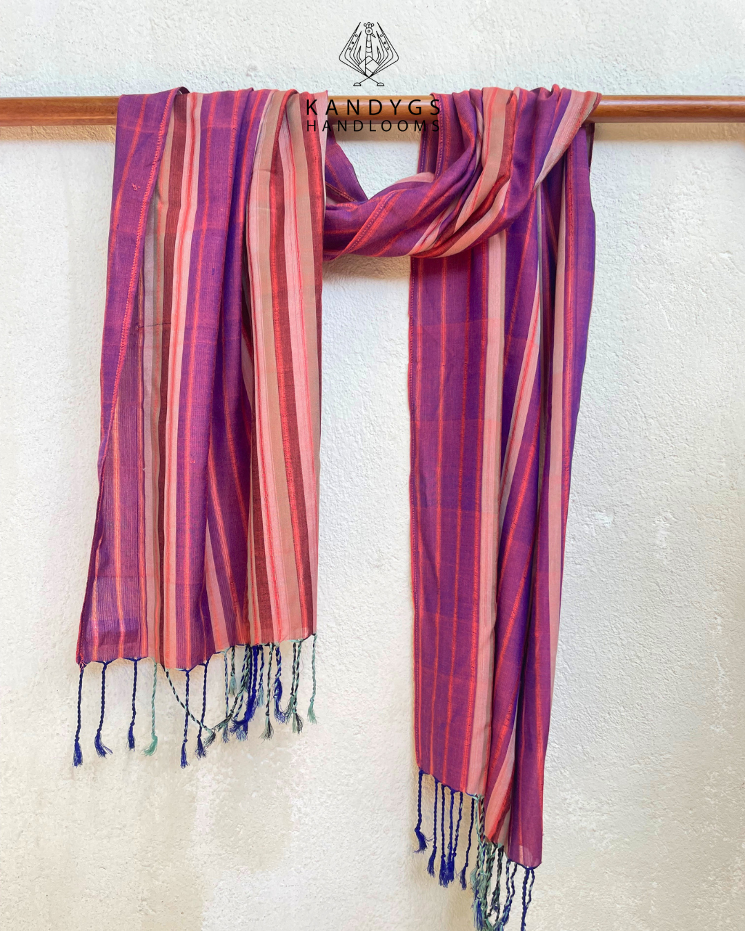 Shawl - Indigo & Peach stripes iii