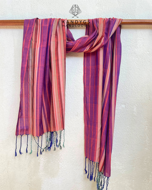 Shawl - Indigo & Peach stripes iii