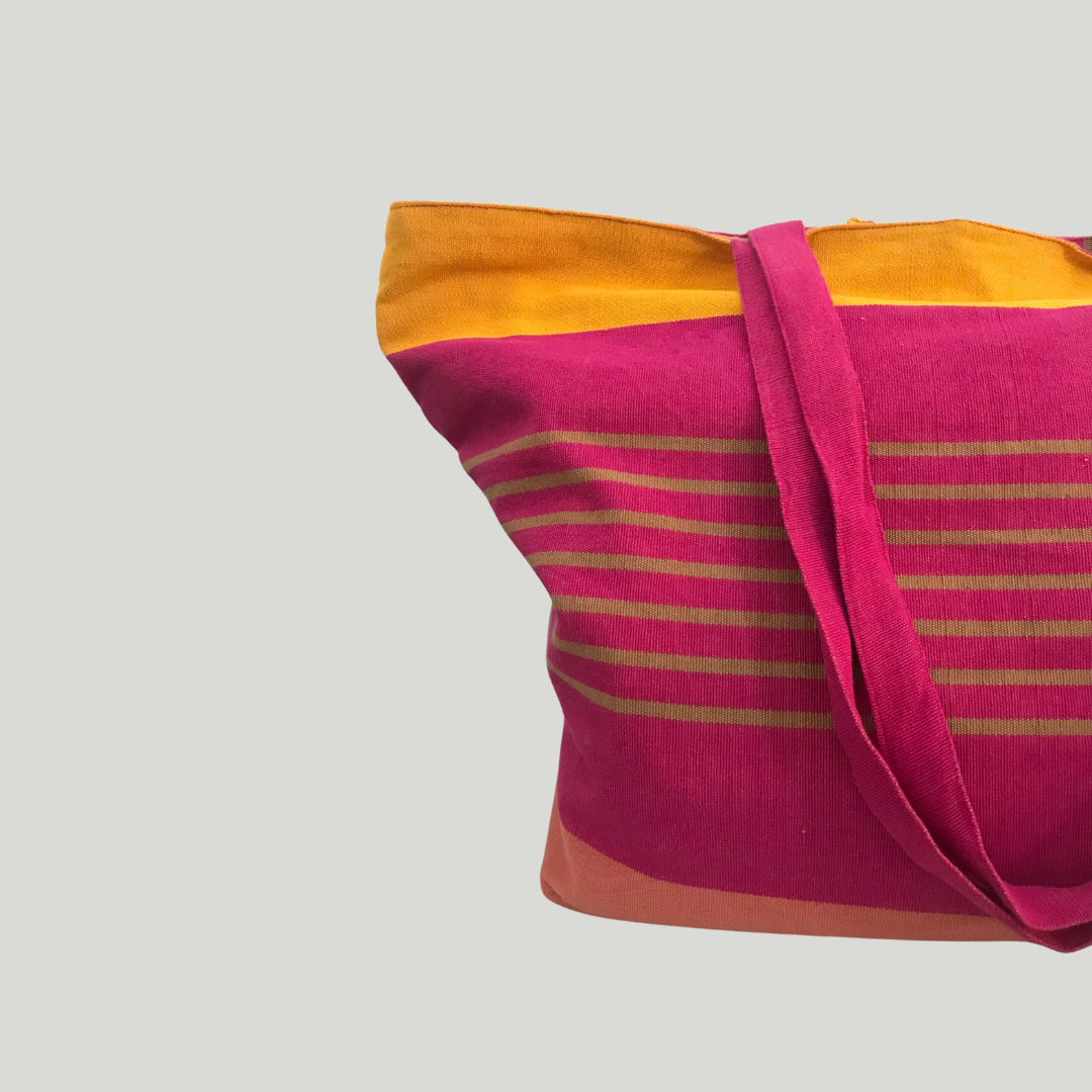 Beach bag -  Pink & yellow stripes