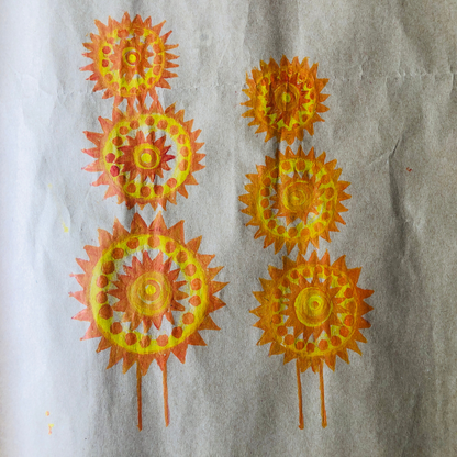 Hand Painted Gift Wrapping Papers - Palapethi (Orange)