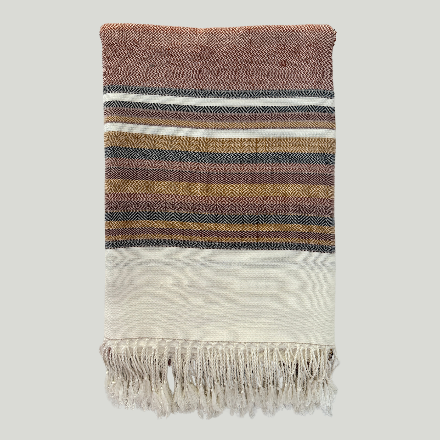 Bamboo & Cotton Throw - Rust stripes