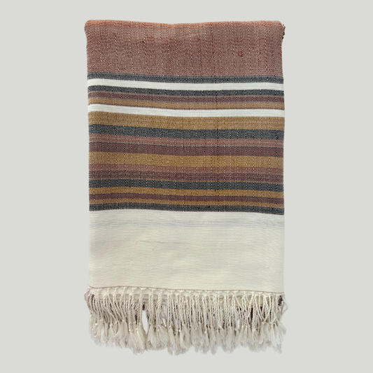 Bamboo & Cotton Throw - Rust stripes