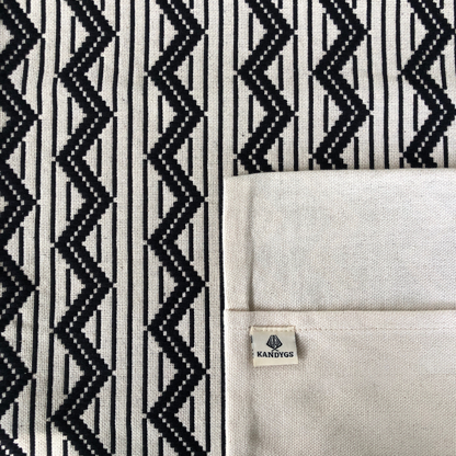 Dumbara Cushion Cover - Black Zig Zag on White (18" X 18")
